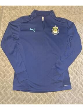 Puma Drycell Deportivo Guadalajara Men's 1/4 Zip Training Jersey Blue Size M